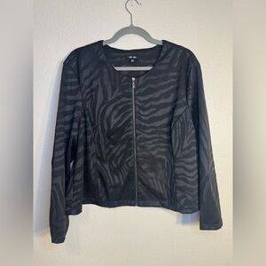 Saint + Sofia Florence Black Jersey Zip Front Fitted Blazer Jacket Size 18